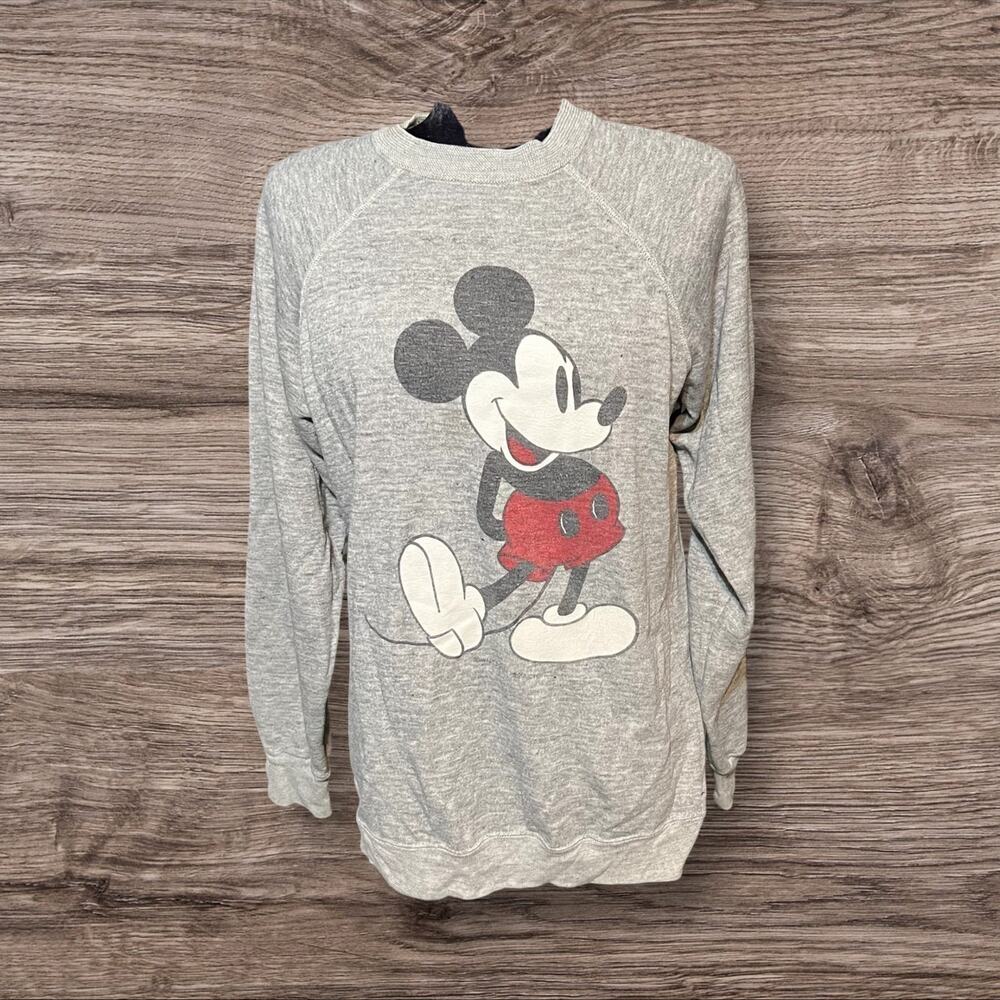 Vintage 70s Walt Disney Mickey Mouse Raglan Sleeve Sweatshirt Size Large